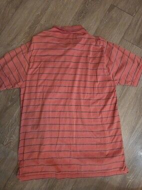 Men's GOLDEN BEAR Shirt Polo Golf Salmon Pink Striped Large